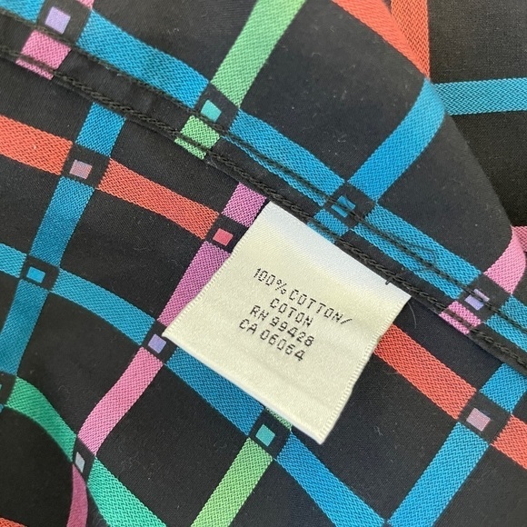 Bugatchi Black Classic Fit Multi-Color Square Print Button Up Short - Picture 5 of 7